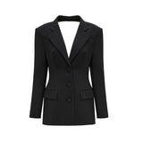 Julia Blazer - Long Sleeves - Notched Lapels - Crystal Embellishment - Fitted Waistline