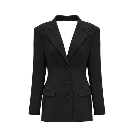 Julia Blazer - Long Sleeves - Notched Lapels - Crystal Embellishment - Fitted Waistline