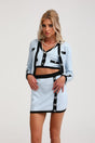 Julia Skirt & Top Set in Blue Long Sleeve Button Detail Matching