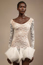 Julia White Lace V-Neckline Long Sleeve Mini Dress
