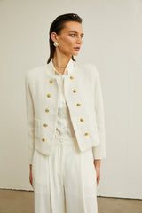 Juliana Jacket White Tweed Double Breasted Cropped
