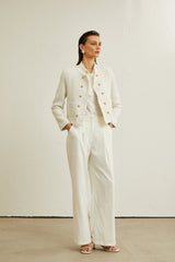 Juliana Jacket White Tweed Double Breasted Cropped