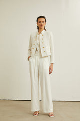 Juliana Jacket White Tweed Double Breasted Cropped