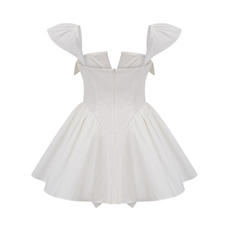 Julie white foldedneck bonded sleeveless mini dress