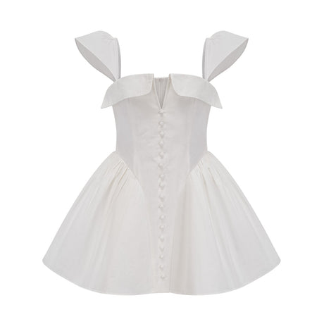 Julie white foldedneck bonded sleeveless mini dress