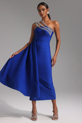 Juliet Blue One-Shoulder Diamond Detail Dress
