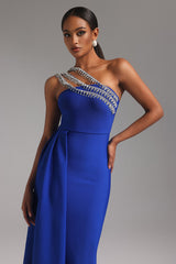 Juliet Blue One-Shoulder Diamond Detail Dress
