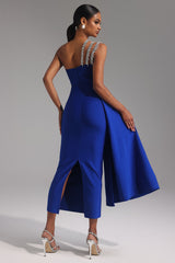 Juliet Blue One-Shoulder Diamond Detail Dress