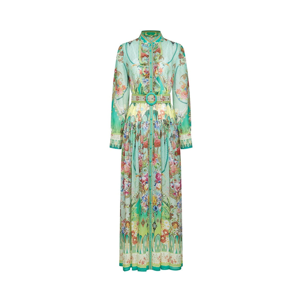 Juliette floralprint flouncehem midi dress