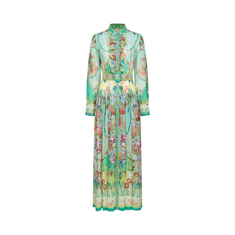 Juliette floralprint flouncehem midi dress