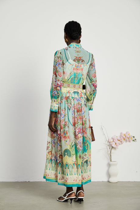Juliette floralprint flouncehem midi dress