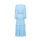 Juno Light Blue Guipure Lace Maxi Dress With Ruffle Details