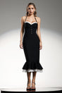 Kadence Black Halter Neck Lace Detail Dress