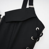 Kadence Dress Black Sleeveless V - Neck Pocket & Zip Fastening - Size M