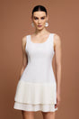 Kadence White Halter Neckline Pleated Mini Dress