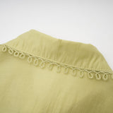 Kaitlin Shirt & Skirt Green Floral Embroidered Set