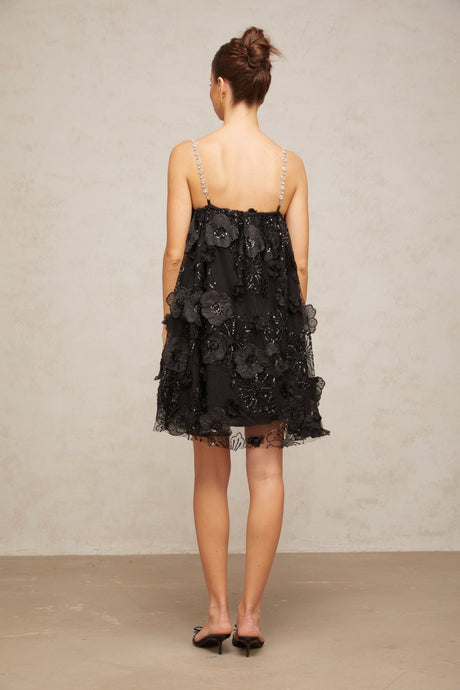 Kaitlyn Mini Dress Crystal Flower Embellished