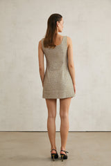 Kaitlyn Mini Dress Golden Tweed Sequin Embellished