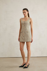 Kaitlyn Mini Dress Golden Tweed Sequin Embellished