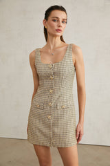 Kaitlyn Mini Dress Golden Tweed Sequin Embellished