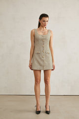 Kaitlyn Mini Dress Golden Tweed Sequin Embellished
