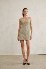 Kaitlyn Mini Dress Golden Tweed Sequin Embellished
