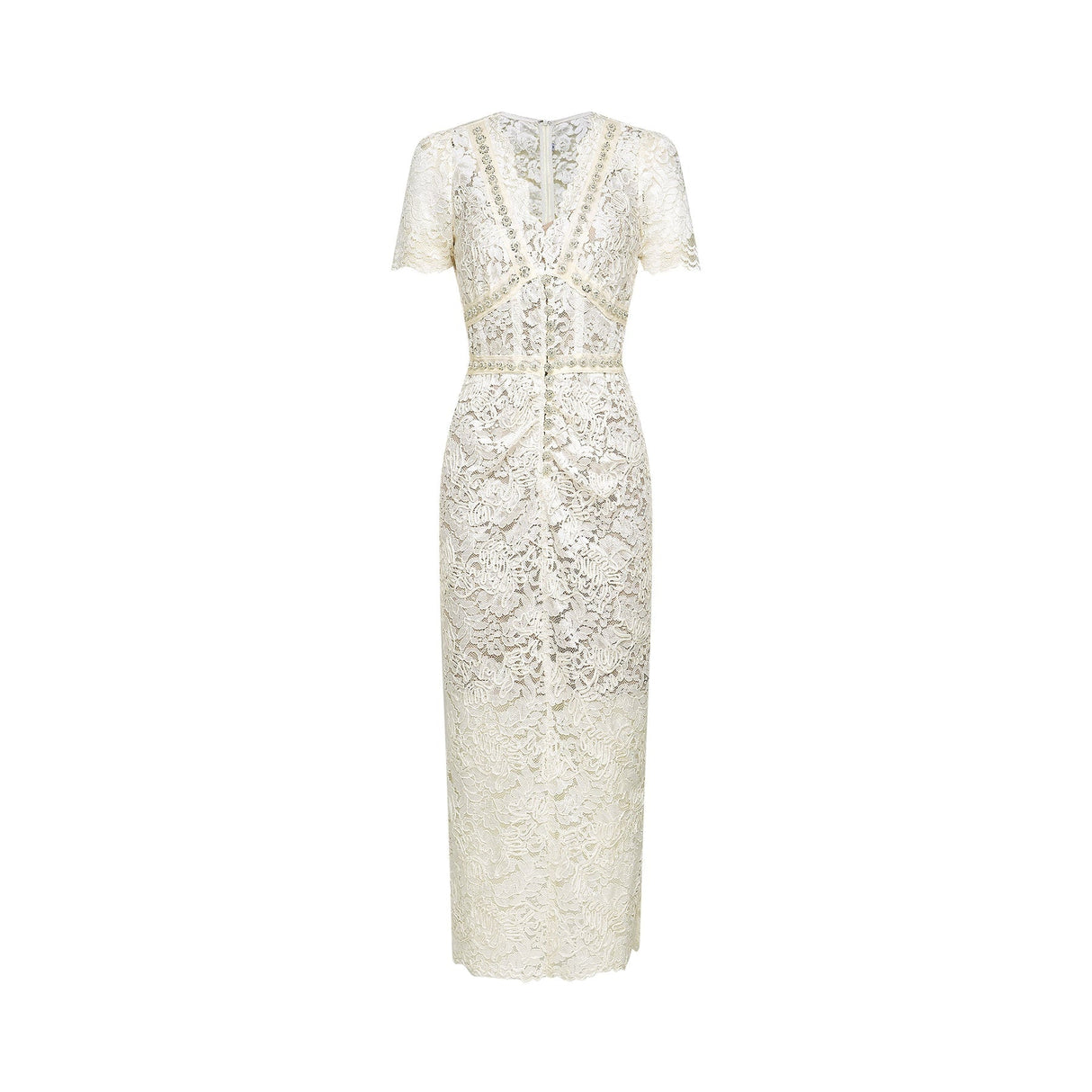 Kalena embellished lace midi dress
