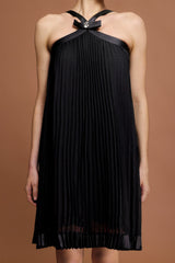 Kali Black Bowknot Sleeveless Pleated Mini Dress