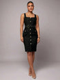 Kamila Mini Dress - Square Neck - High Waist - Belted - Elegant - Sleeveless