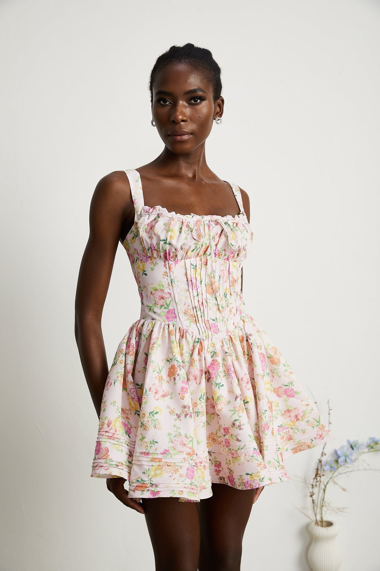 Kara floralprint cotton mini dress