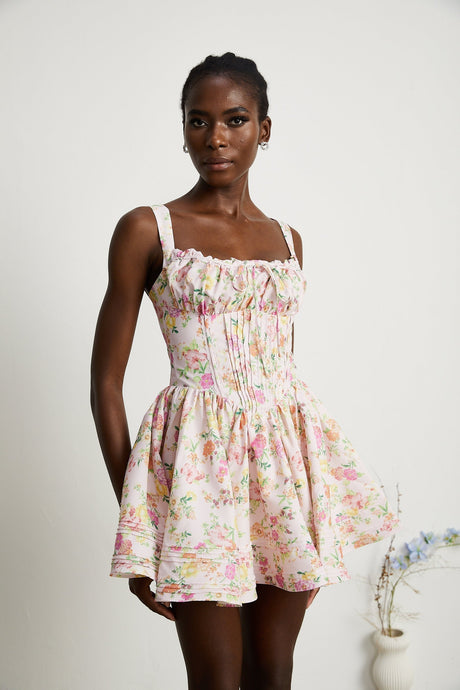 Kara floralprint cotton mini dress