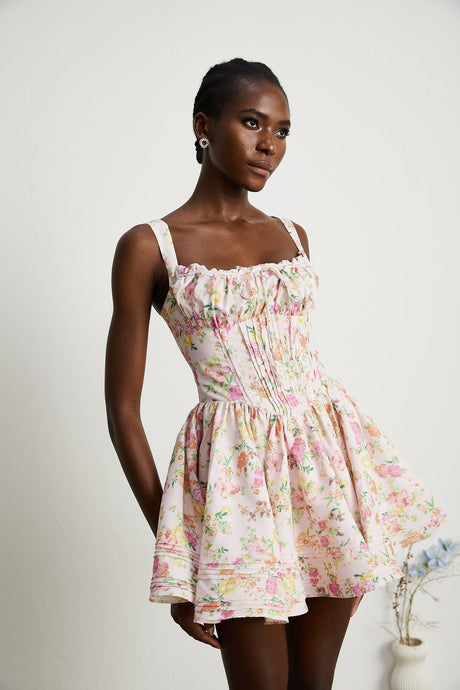 Kara floralprint cotton mini dress