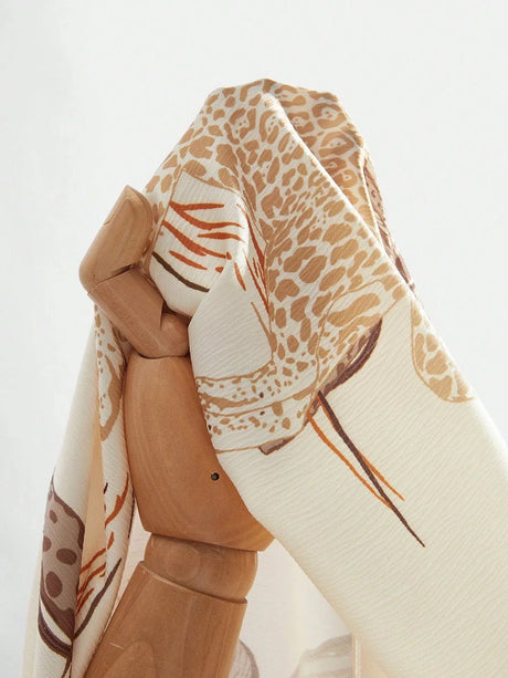 Kara Midi Dress - Elegant Style - A Line Fit - High Waist - Bishop Sleeve - Animal Print