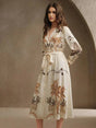 Kara Midi Dress - Elegant Style - A Line Fit - High Waist - Bishop Sleeve - Animal Print