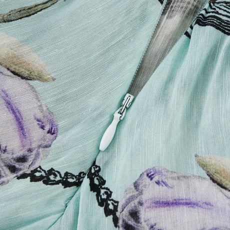 Kara Midi Dress Green Floral Lace Crystal Embellished Tie - Shoulder