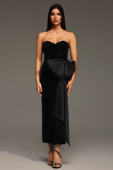 Karina Black Strapless Heart-Shaped Bow Detail Dress