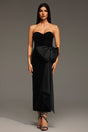 Karina Black Strapless Heart-Shaped Bow Detail Dress