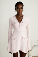 Karine pink Vneck knitted mini dress