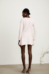 Karine pink Vneck knitted mini dress
