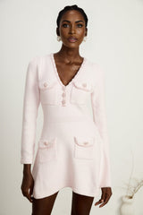 Karine pink Vneck knitted mini dress