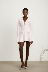 Karine pink Vneck knitted mini dress