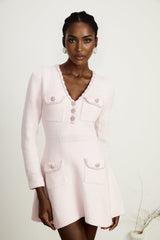 Karine pink Vneck knitted mini dress