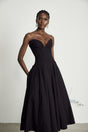 Katherine offshoulder corset midi dress in Black