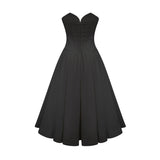Katherine offshoulder corset midi dress in Black