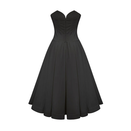 Katherine offshoulder corset midi dress in Black
