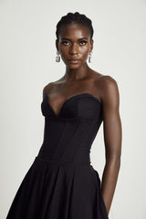 Katherine offshoulder corset midi dress in Black