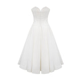 Katherine offshoulder corset midi dress in White