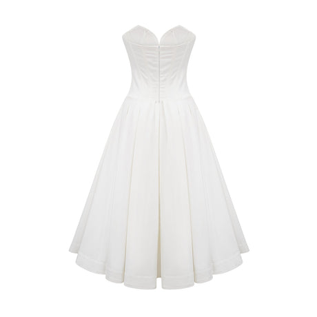 Katherine offshoulder corset midi dress in White