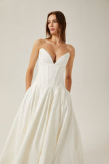 Katherine offshoulder corset midi dress in White