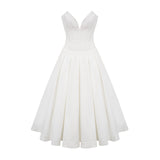 Katherine offshoulder corset midi dress in White
